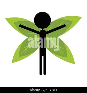 Go green cute cartoon angel , Concept Vector logo illustration Stock Vector