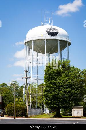 GREER, SC, USA 24 APRIL 2022: Water tower in downtown. Stock Photo