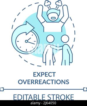 Expect overreactions turquoise concept icon Stock Vector