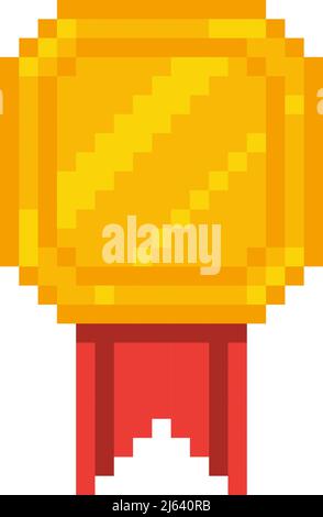 Pixel art medal icon for 8bit game on white background Stock Vector ...