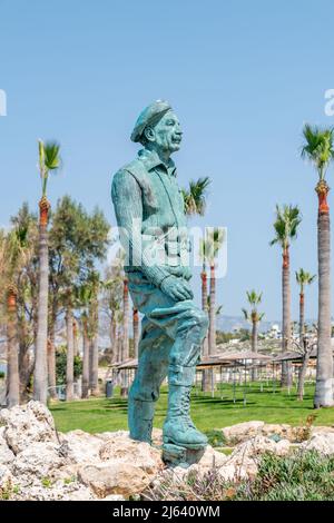 Chloraka, Cyprus - April 2, 2022: Statue of General George Grivas-Dhigenis. Stock Photo