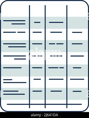Table with text data icon. Financial statistic numbers Stock Vector