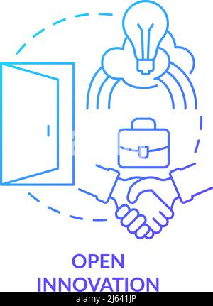 Open innovation blue gradient concept icon Stock Vector
