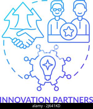 Innovation partners blue gradient concept icon Stock Vector