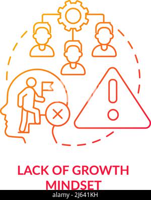 Lack of growth mindset red gradient concept icon Stock Vector