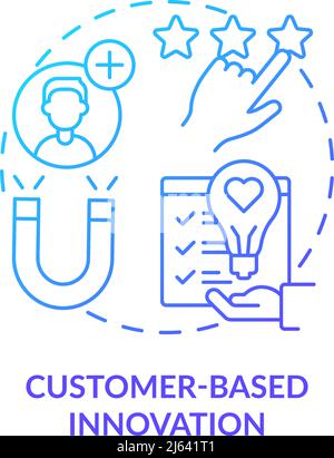 Customer-based innovation blue gradient concept icon Stock Vector