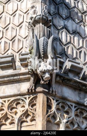 Gargoyle, animal detail on Westminster Abbey. Gothic abbey church in the City of Westminster, London, UK. Henry VII Chapel east end of the Abbey Stock Photo