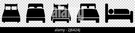 Set of bed icons. Vector illustration isolated on transparent background Stock Vector