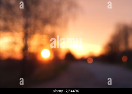 Sunset landscape. Abstraction with bokeh. Stock Photo