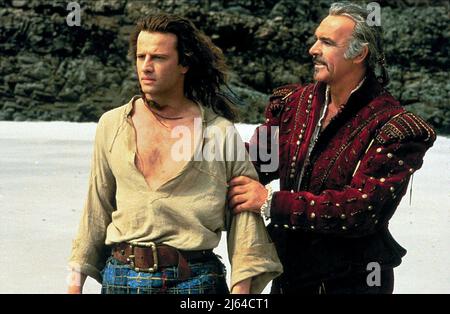 LAMBERT,CONNERY, HIGHLANDER, 1986 Stock Photo