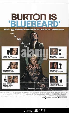 DANNING,DELON,SCHUBERT,WELCH,HEATHERTON,BURTON,LISI,TOLO,POSTER, BLUEBEARD, 1972 Stock Photo