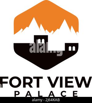 Mountain view hotel icon logo design Stock Vector