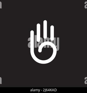 Hand palm line art mono line vector logo design Stock Vector