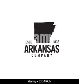 Arkansas state map outline vector logo design Stock Vector