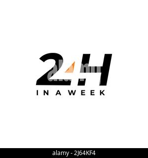 24 hours service icon vector logo design Stock Vector