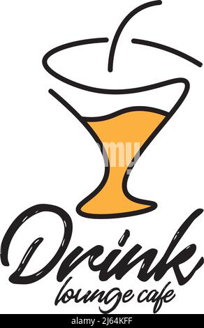 Drink lounge and cafe vector logo design Stock Vector