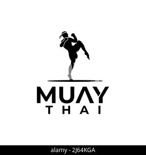 Boxing Muay Thai fighter club vector logo design Stock Vector