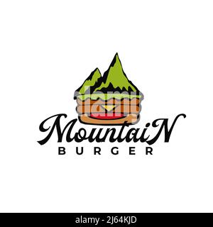 Burger mountain vector logo design template Stock Vector