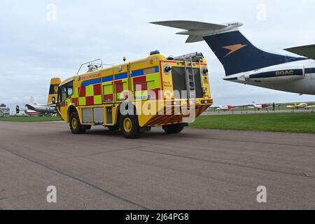 Airport Fire & Rescue Truck at the Imperial War Museum Airfield at Duxford, Cambridgeshire Stock Photo
