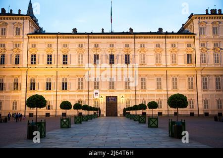 An evening shot of Palazzo Reale in Turin. Stock Photo