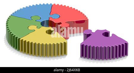 Missing pieces of round colorful puzzle, 3d rendering Stock Photo