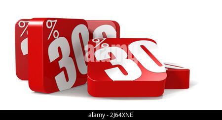 30 percent discount block isolated, 3d rendering Stock Photo