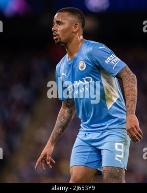 Gabriel Jesus Of Manchester City And Real Madrid Cf S Fede Valverde Competes For The Ball During The Uefa Champions League Match Round Of 16 First Leg Between Real Madrid And Manchester City