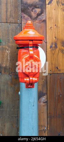 Copenhagen, Denmark - November 14, 2021: Hydrant in the middle of Copenhagen with wooden background and some lovely details Stock Photo