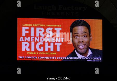 West Hollywood, California, USA 18th April 2022 First Amendment Right Marquee at The Laugh Factory on Sunset Blvd on April 18, 2022 in West Hollywood, California, USA. Photo by Barry King/Alamy Live News Stock Photo