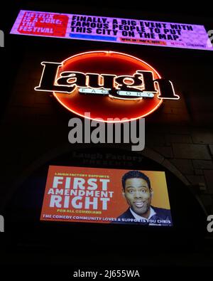 West Hollywood, California, USA 18th April 2022 First Amendment Right Marquee at The Laugh Factory on Sunset Blvd on April 18, 2022 in West Hollywood, California, USA. Photo by Barry King/Alamy Live News Stock Photo