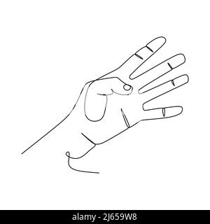 four hand sign language line style icon design of People help finger ...