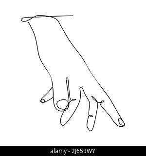 Reaching Something Hand gesture continuous line drawing design. Sign and symbol of hand gestures. Single continuous drawing line. Stock Vector
