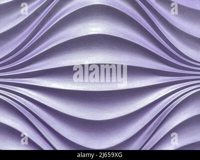 Violet 3D interior decorative wall panel with wavy purple pattern. Texture of pearl very peri background. Abstract structure art lavender backdrop. Stock Photo