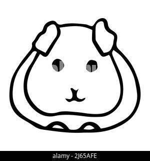 Simple vector illustration of cute cartoon character Little guinea pig or hamster for children, coloring page hand drawn style Stock Vector