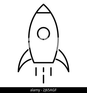 Launching rocket thin line icon Stock Vector