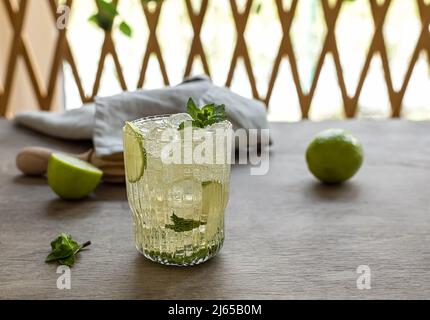 Naturally fermented, probiotic lime lemonade soda. Stock Photo
