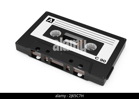 Old Vintage Audio Cassette Tape on a white background. 3d Rendering Stock Photo