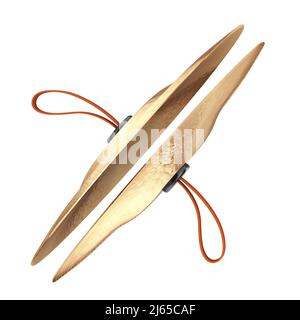 Pair Of Musical Instrument Cymbals on a white background. 3d Rendering Stock Photo