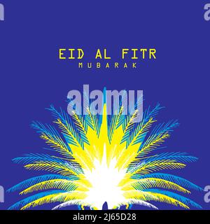 Happy Eid al-Fitr greeting card, vector illustration Stock Vector