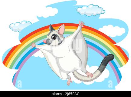 Sugar glider flying in sky illustration Stock Vector