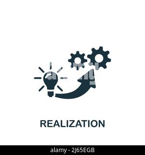 Realization icon. Simple line element business motivation symbol for templates, web design and infographics. Stock Vector
