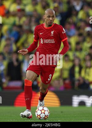 Liverpool, England, 27th April 2022.   Fabinho of Liverpool during the UEFA Champions League match at Anfield, Liverpool. Picture credit should read: Darren Staples / Sportimage Credit: Sportimage/Alamy Live News Stock Photo