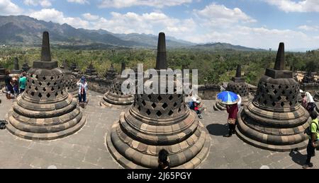 The Stupas and Courtyard of the Borobudur Temple Grounds