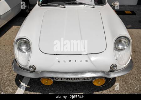 DIEPPE, FRANCE - JUNE 30, 2018: Renault Alpine car modele 110 Berlinette V85 on the exposition Vintage and classic Cars. Stock Photo