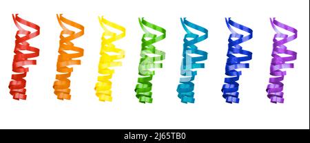 Striped Yellow Curly Hanging Party Streamers isolated on white background  Stock Photo - Alamy