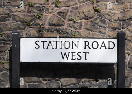 Penmaenmawr railway station  station road west Conwy  North Wales Stock Photo