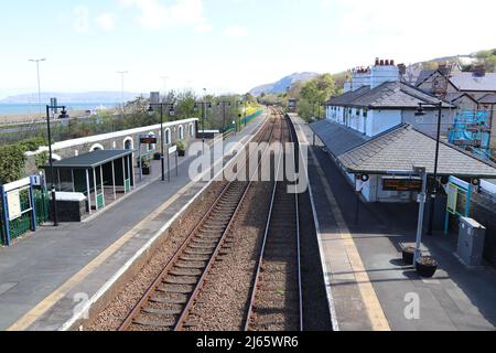 Penmaenmawr railway station  station road west Conwy  North Wales Stock Photo