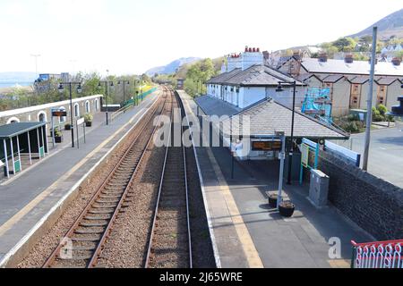 Penmaenmawr railway station  station road west Conwy  North Wales Stock Photo