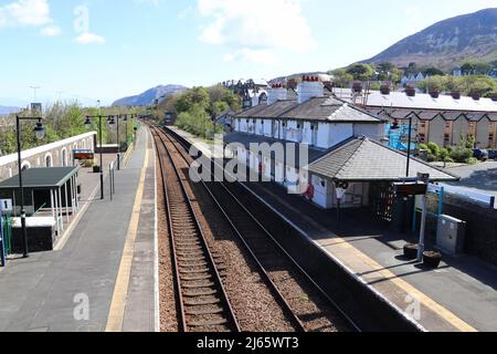 Penmaenmawr railway station  station road west Conwy  North Wales Stock Photo