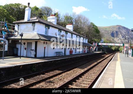 Penmaenmawr railway station  station road west Conwy  North Wales Stock Photo